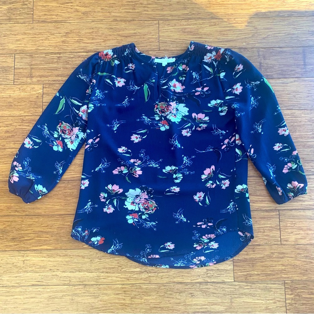 Floral 3/4 sleeve blouse, Anti-wrinkle
